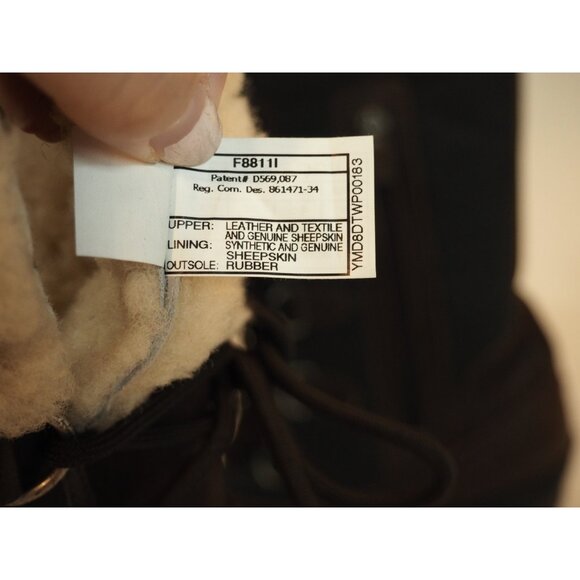 Ugg Tall Black Sheepskin Top Brown Leather Winter Duck Boots, Size 6 (US) - Picture 10 of 13